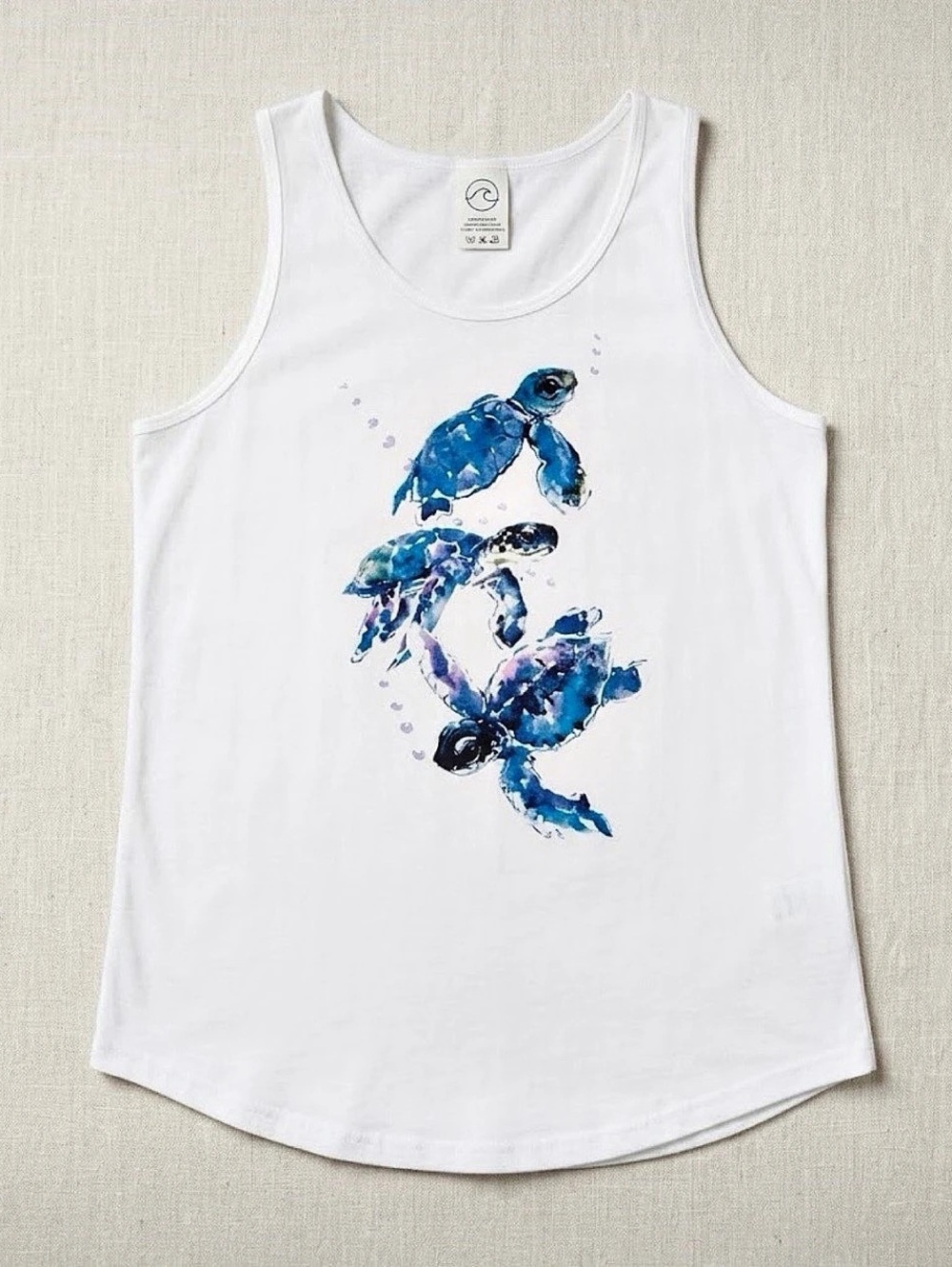 Girls Sea Turtles Graphic Racerback Tank Top White Size 8  or medium